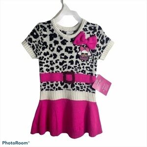 LOL Doll Sweater Dress Short Sleeve Kids NWT XS